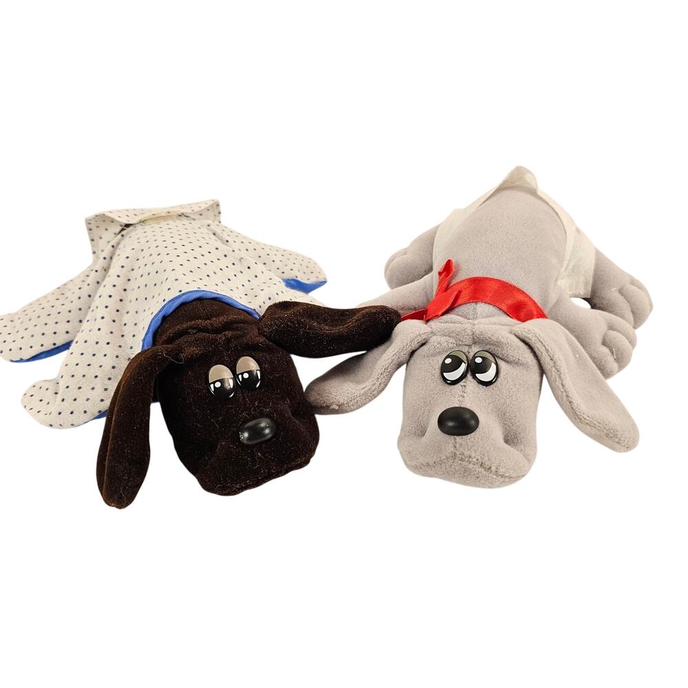 Vintage 1985 Tonka Pound Puppies Newborns Plush Lot Gray Brown Puppy Pajamas